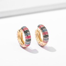 Vintage Enamel Flower Hoop Earrings for Women Colorful Retro Huggie Brincos Gift