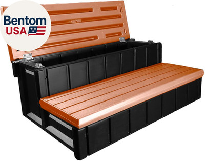 Two Tier 36'' Wide Storage Hot Tub Step: Durable, Multi-Functional, Non-Skid Spa 