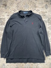 Vintage Polo Ralph Lauren Long Sleeve Black Mens Large Shirt 90s Polo Mini Pony