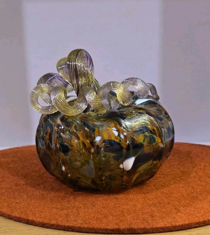Luke Adams Glass  Pumpkin Blue Golden  #001  Hand Blown USA  