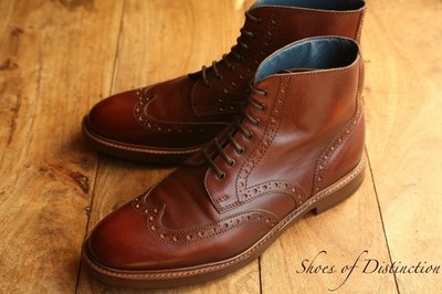 Barker Brown Leather Derby Brogue Boots Shoes Mens UK 9 F US 10