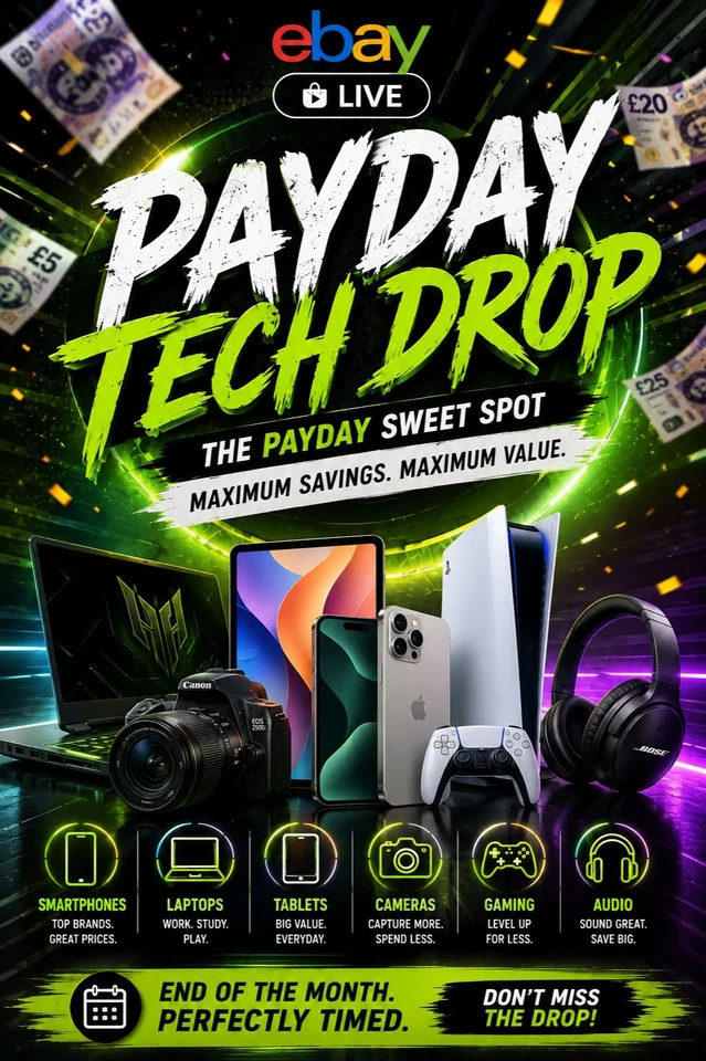 PayDay Drops: Mobiles, Tablets, Laptops + More | Giveaways & £1 Starts