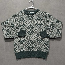 Vintage Royal North Mills Outfitters Sweater Mens M Green Wool Fair Isle Nordic