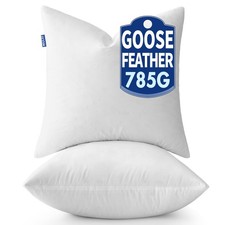 18 x 18 Goose Feather Down Pillows with 100 Cotton Cover White