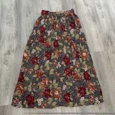 vintage Sag Harbor leopard floral maxi skirt Womens S pleated 90S Whimsy Boho