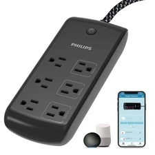 Philips 6-Outlet Wi-Fi Surge Protector 8Ft Smart Surge Works with Alexa Google B
