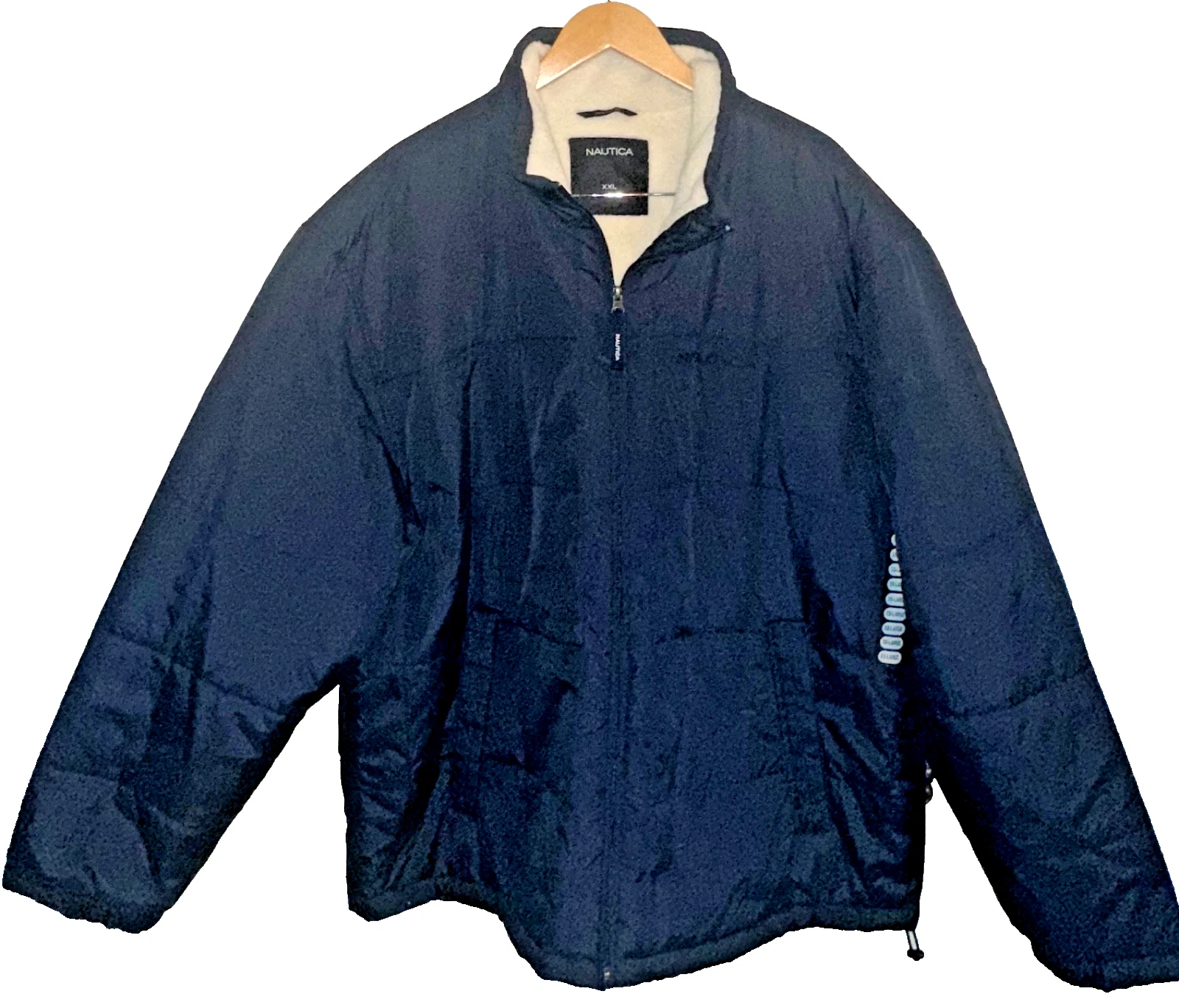 Nautica Jacket Coat Men’s Black Quilted Water Resistant XXL 2XL Full Zip Hooded