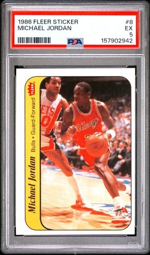1986 Fleer Michael Jordan Sticker #8 PSA 5 Rookie