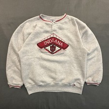 Vintage 90s Indiana Hoosiers Sweatshirt Mens M NCAA College USA Henley Button