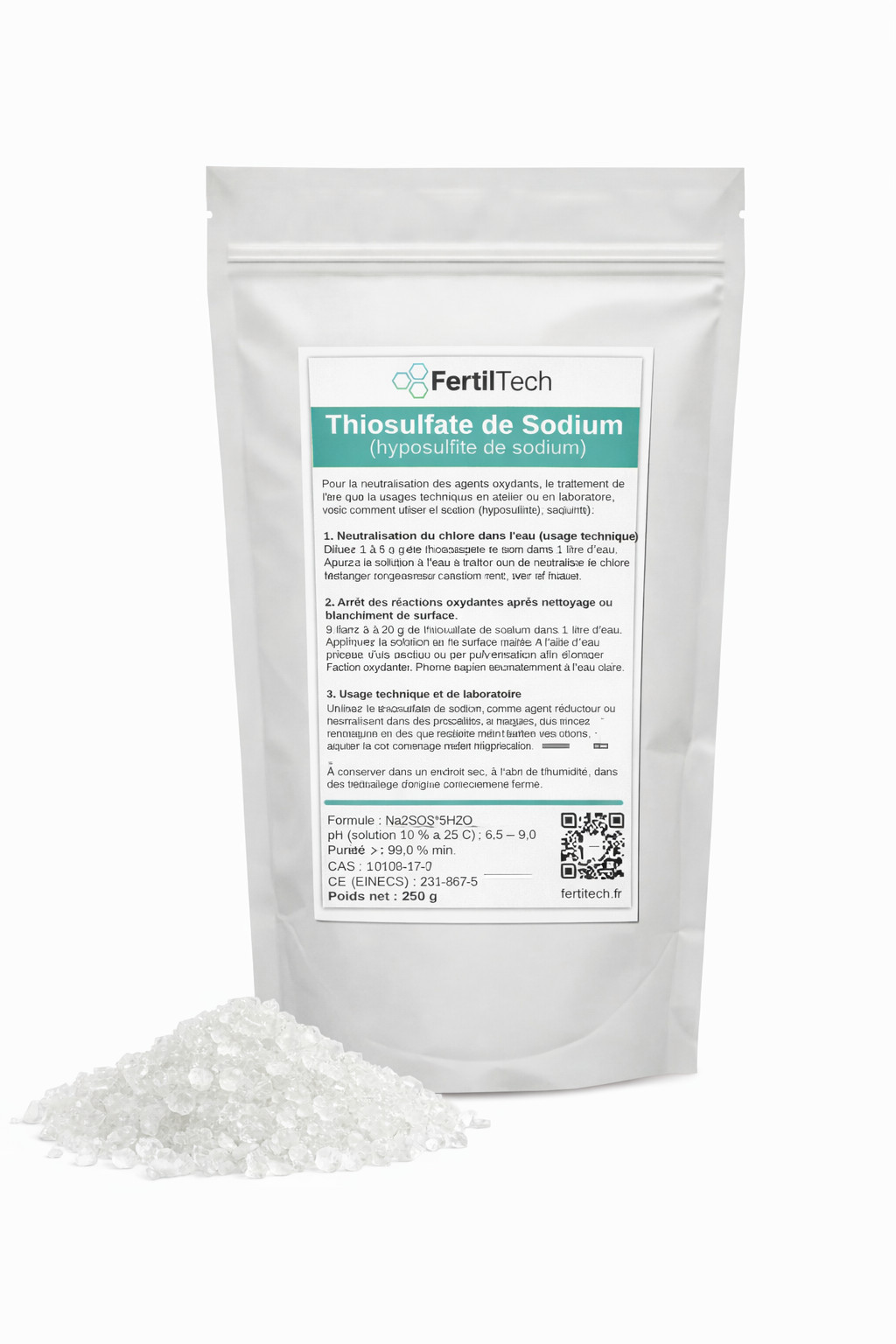 Thiosulfate de sodium pentahydraté 250 g pour éliminer les traces d'iode