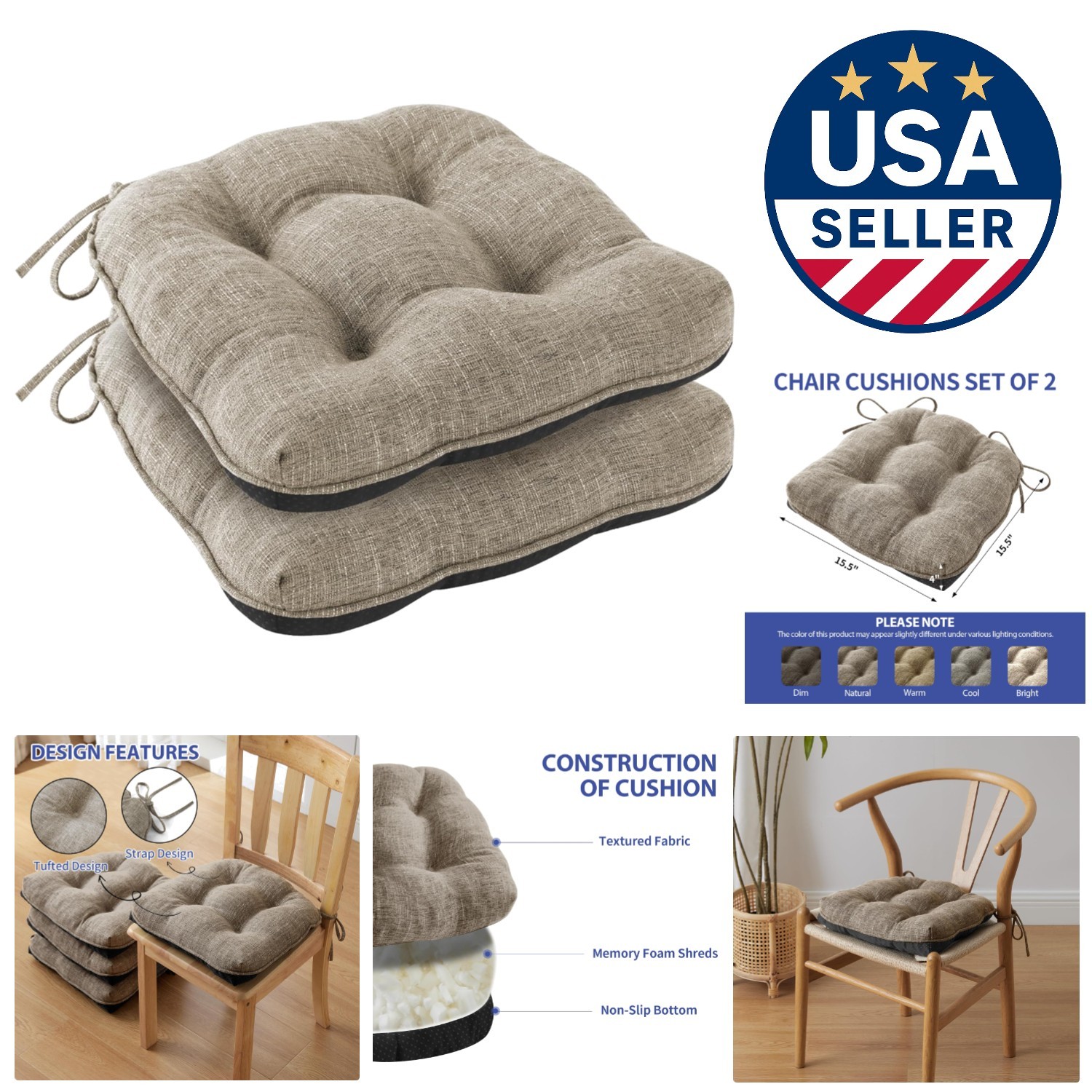 Cushions - Ergonomic, Washable & Non-slip Backing