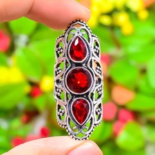 Mozambique Garnet Gemstone Handmade 925 Sterling Silver Jewelry Ring Size 7 c208