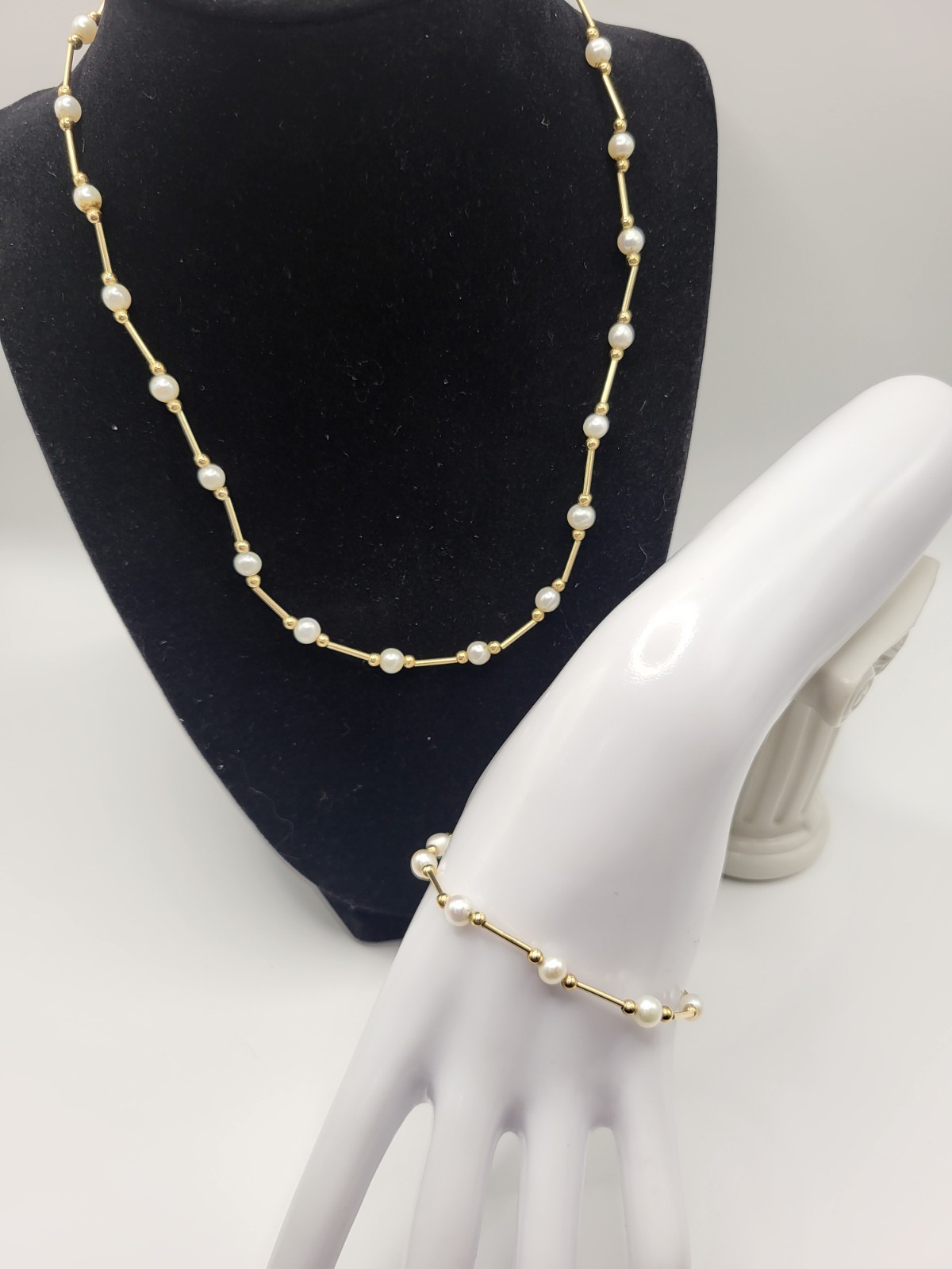 2 Pc Solid 14K Yellow Gold Authentic Floating Pea… - image 15