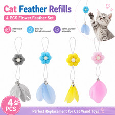 Cat Feather Wand Refill 4PCS Plush Flower Bell Interactive Toy Replacement