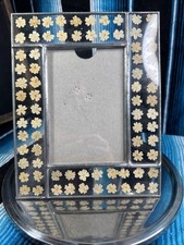 Leaded Glass Picture Photo 4  x6   Frame 9x7 Dried Pressed Flowers BOHO VTG