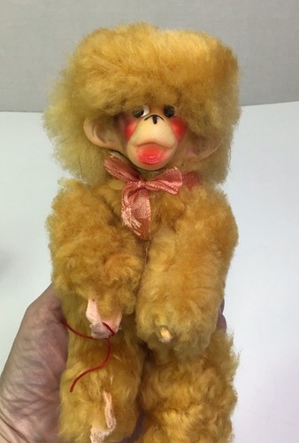 Vintage String Puppet Plush Monkey Rubber Face Wire Body Carnival Toy - Picture 2 of 8
