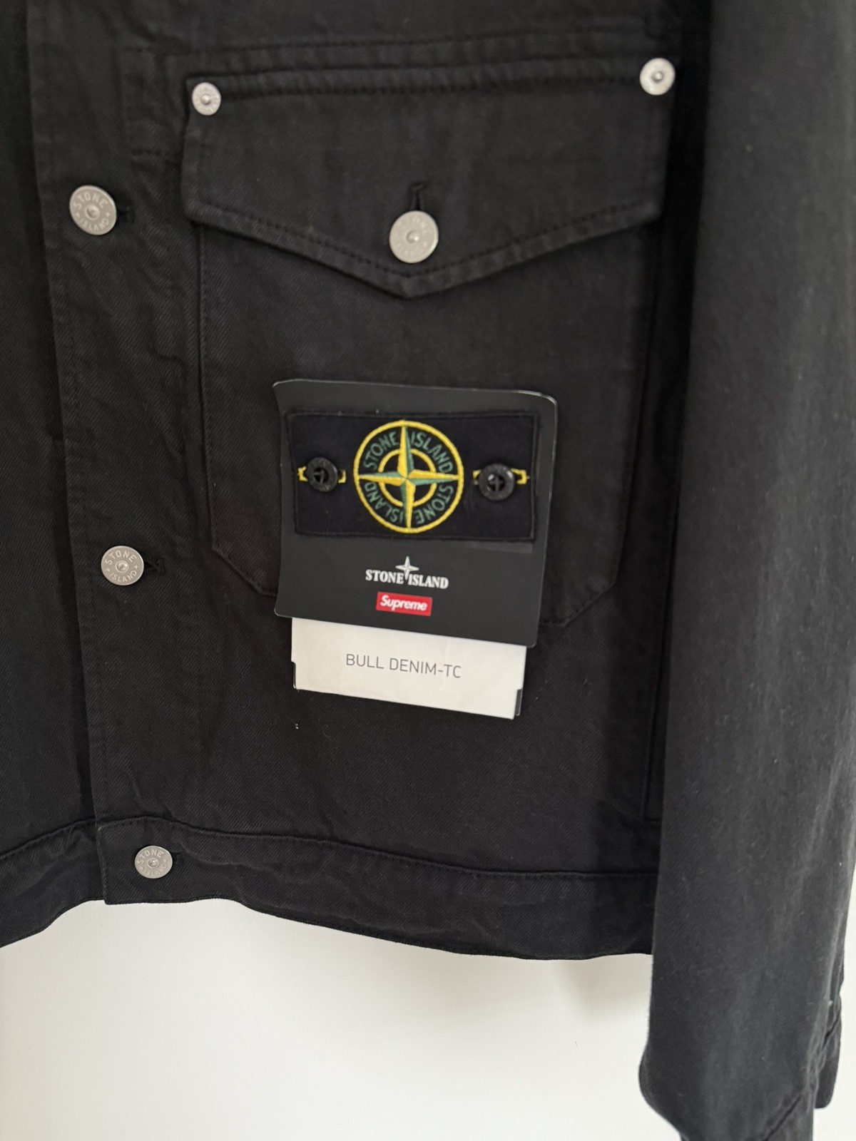 Stone Island x Supreme Bull Denim Trucker Jacket FW23 Black / Large image 3