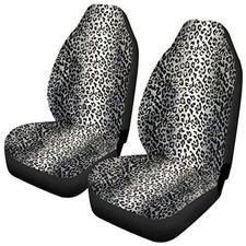 Snow Sliver Grey Leopard Animal Print Front Seat Covers for Snow Sliver Leopard