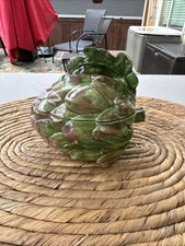 Vietri Ceramic Figural Artichoke Covered Dish
