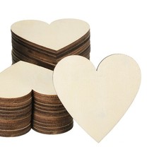 60mm Wooden Hearts, 100 Pack Unfinished Wood Hearts Blank Wooden Cutouts