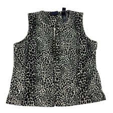 Crazy Horse Fleece Sleeveless Zip Up Vest Animal Print Cheetah Leopard Sz M