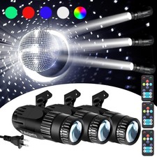 3 Pack Disco Ball Spotlight, 15W RGB Pinspot Light with Remote, 320 Rotation...