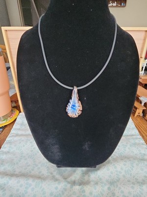 PalmBeach Firework Blue Glass Pendant Necklace with Extender NIB