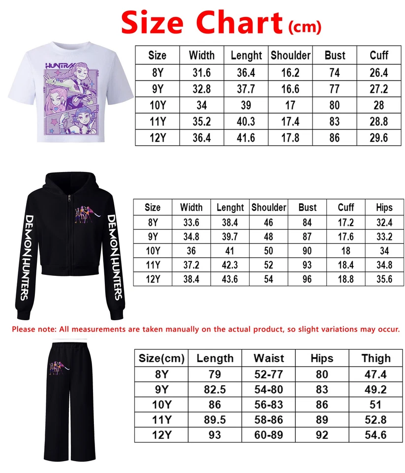 3PCS Kids Demon Hunters Fleece Costume Set With Hoodie Jacket+TShirt+Pants - Image 2 of 4