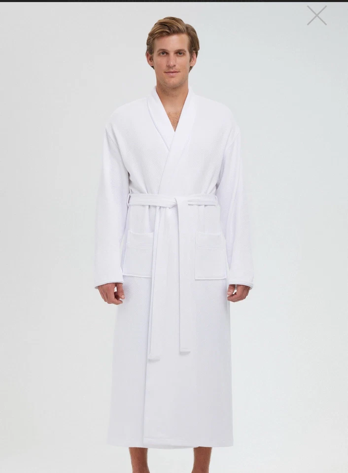 Bata blanca de gran tamaño unisex Monarca rompe ciprés hotel bolsillo de cinturón de gran tamaño Foto 2 de 4