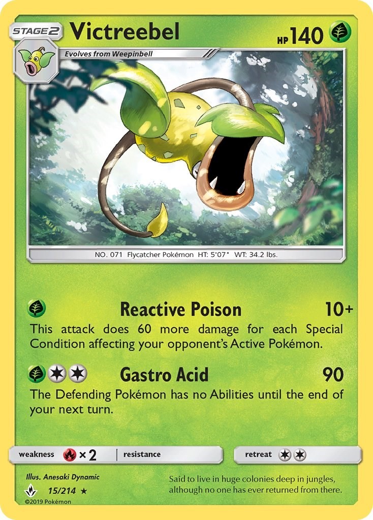 Victreebel (15/214) Rare NM SM10 SM - Unbroken Bonds Pokemon TCG