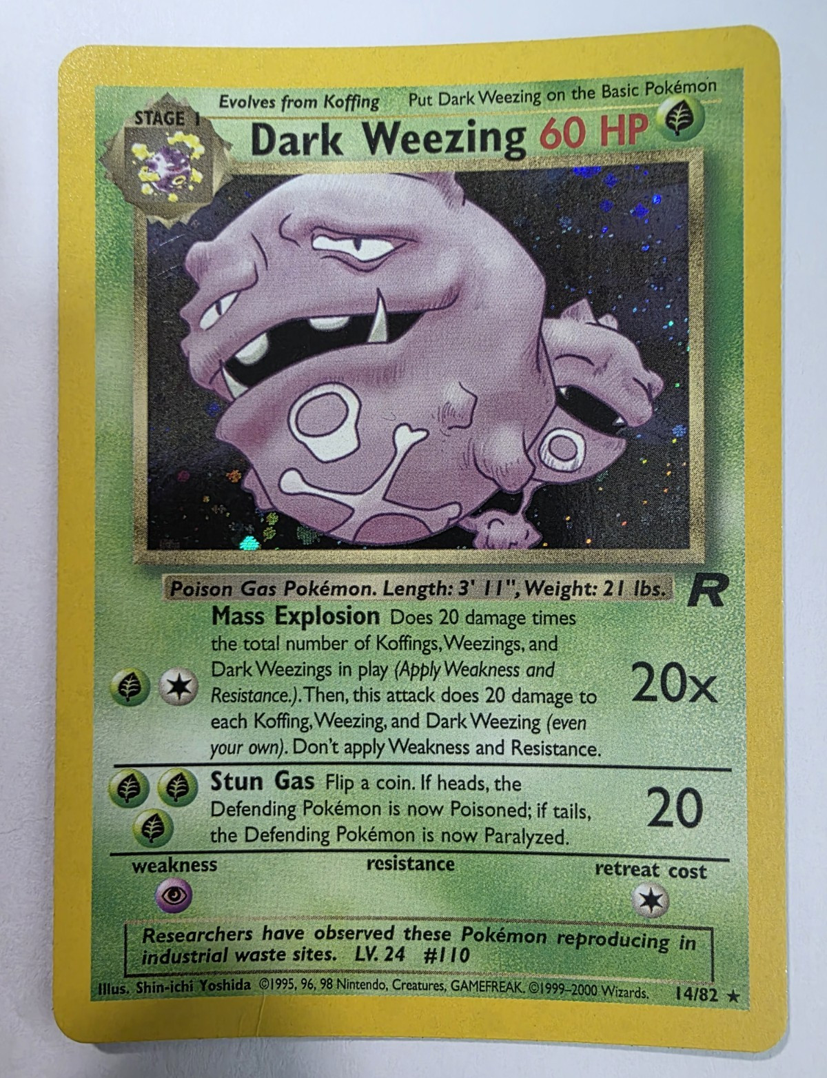 Pokémon TCG Dark Weezing 14/82 Team Rocket Holo Rare WOTC 2000 Vintage