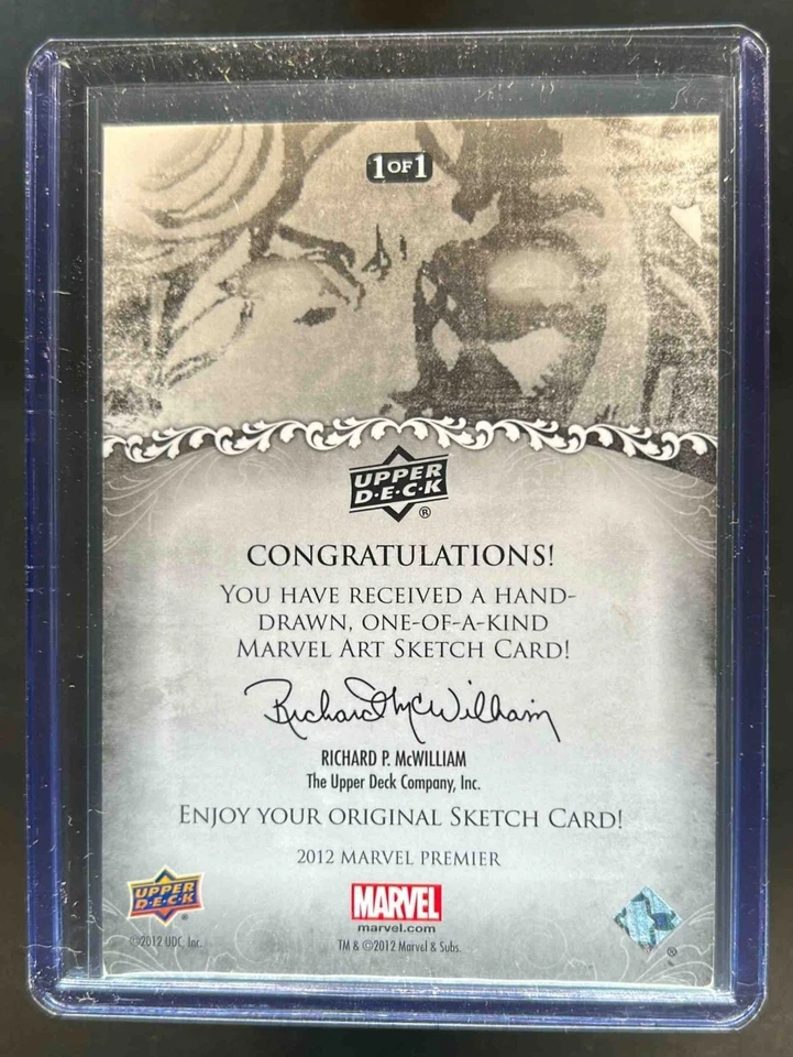 2012 Upper Deck Marvel Premier Dark Phoenix Original Artist Sketch Card #1/1 - Image 2 of 2