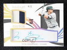 2021 Immaculate Clearly Clutch Rookie Materials Hat 4/5 Nick Madrigal Auto 7gk