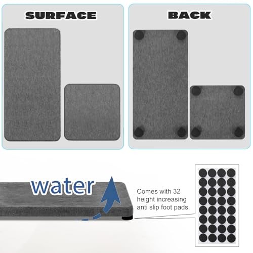 4 Stück schnelltrocknende Steinwaschbeckenwanne, wasserabsorbierende Kieselgurschale, grau, - Bild 4 von 6