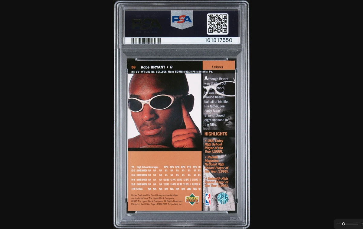 Kobe Bryant Basketball Grade 8 Rookie Sports Trading Cards