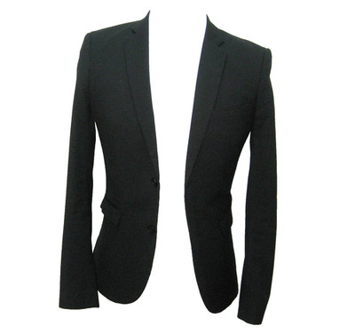 OODJI Sport Coat Mens Size 36 Solid Black 2 Button Blazer Suit Jacket 5 Pockets