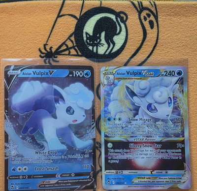 Alolan Vulpix V 033/195 & Vulpix VSTAR 034/195 Set Silver Tempest