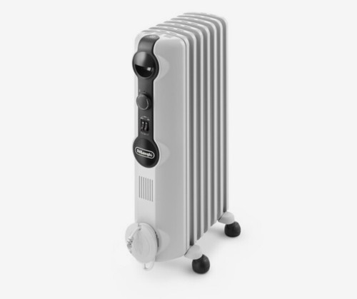 De’Longhi Radia S Oil Filled Radiator, 1500W, 7 Fins, Mechanical Control, White,