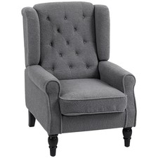 HOMCOM Accent Armchair Retro Tufted Club Home Furniture Fabric Charcoal Grey
