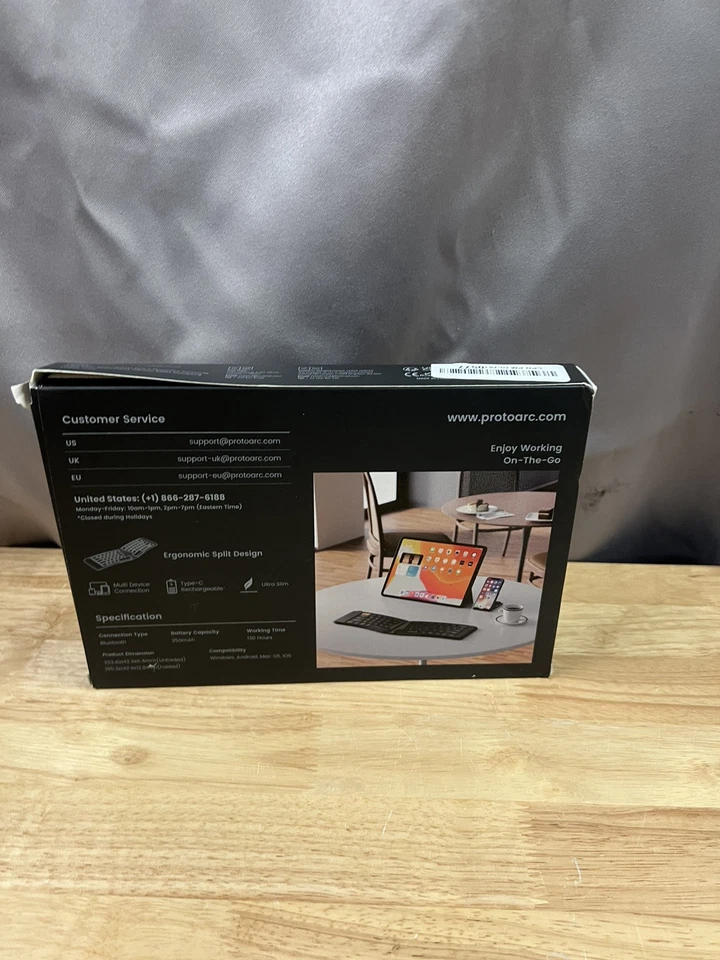 Protoarc Wireless Ergonomic Foldable  Keyboard XK03 Ultra Slim Travel, Black - Image 4 of 4