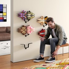 YOWOS Wall Mounted Shoe Rack 6 Pack Floating Sneaker Display Shelf Space Saving