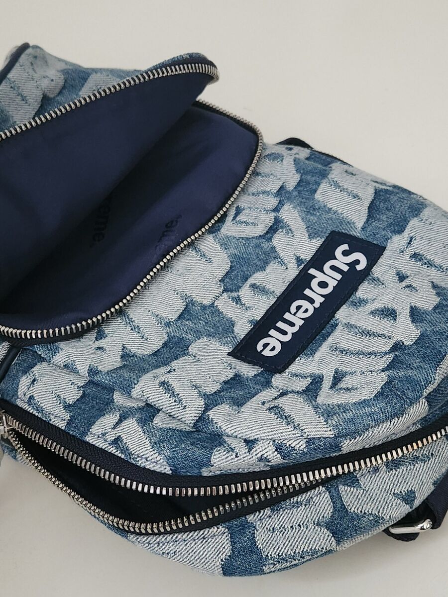 SS22 Supreme Fat Tip Jacquard Denim sling bag Blue Shoulder SS22 Supreme Fat Tip Jacquard Denim sling bag Blue Shoulder