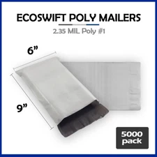 5000 6x9 EcoSwift Poly Mailers Plastic Envelopes Shipping Mailing Bags 2.35MIL