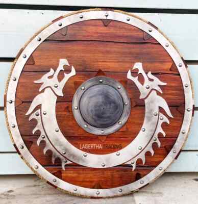 24'' Viking Dragon Shield Battle Ready Shield Rope Dragon Designer Border Shield