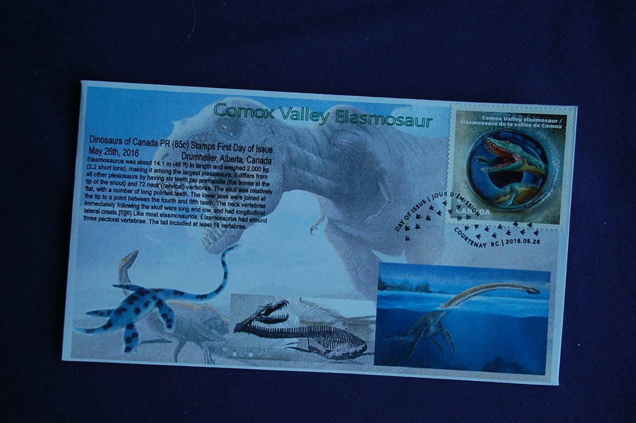 Canada Dinosaurs Comox Valley Elasmosaur 85c WA Stamp FDC Bullfrog ...