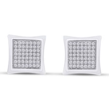 0.32 Ct Round Natural Diamond Kite Stud Earrings in 14K White Gold Plated Silver