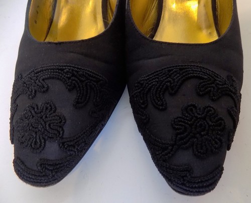 Vintage Black Bruno Magli Couture Shoes Tambour Vamp 8 AA $180 Retail - Picture 4 of 7