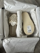 Chanel Beige Braided Cord Mules Sandals Slide...