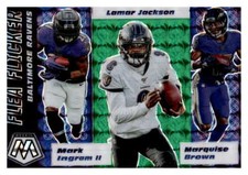 2020  Panini Mosaic Flea Flicker Prizm Green Marquise Brown / Lamar Jackson