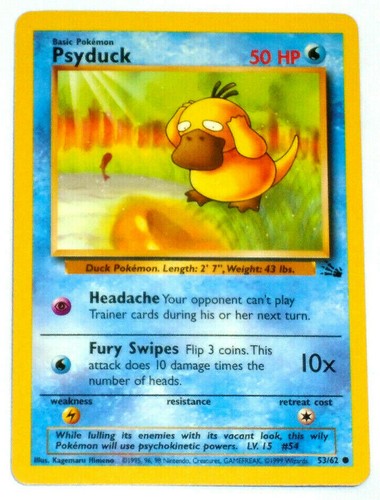 psyduck pokemon card 1995 price 1995 First Edition Psyduck! ~Fossil set~